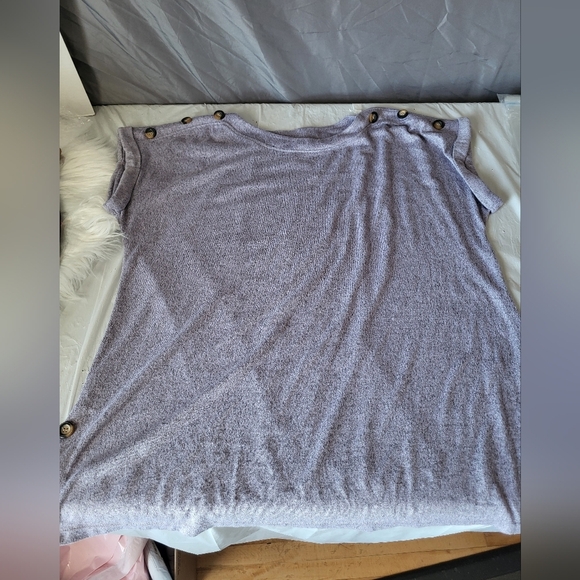 French Twist Light Purple Button-Detail Top, Size 2X - Picture 7 of 7
